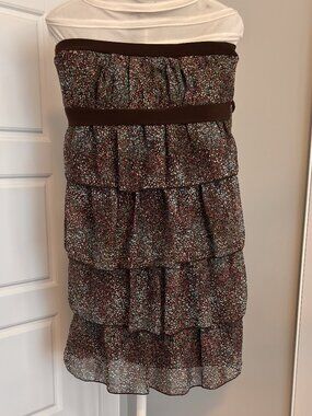 Strapless Tiered Floral Chiffon Dress – Back Tie Detail